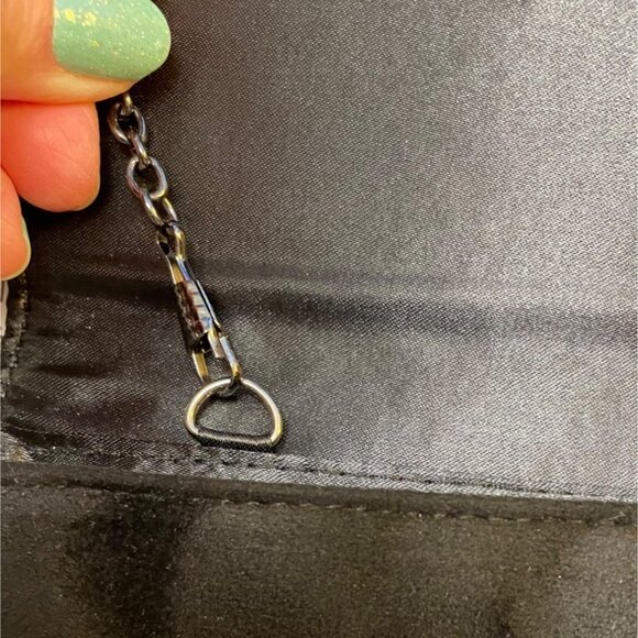 Elegant Black Suede Envelope Clutch With Studded Front and Crossover Chain Strap - Picture 8 of 14